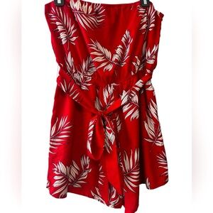 Red Tropical Print Women's Shorts Romper, Med/Large, NWOT